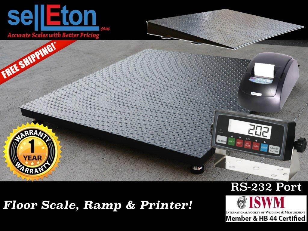 48" x 48" (4' x 4')  Floor Scale / pallet size with Ramp & Printer 5,000 x 1 lb