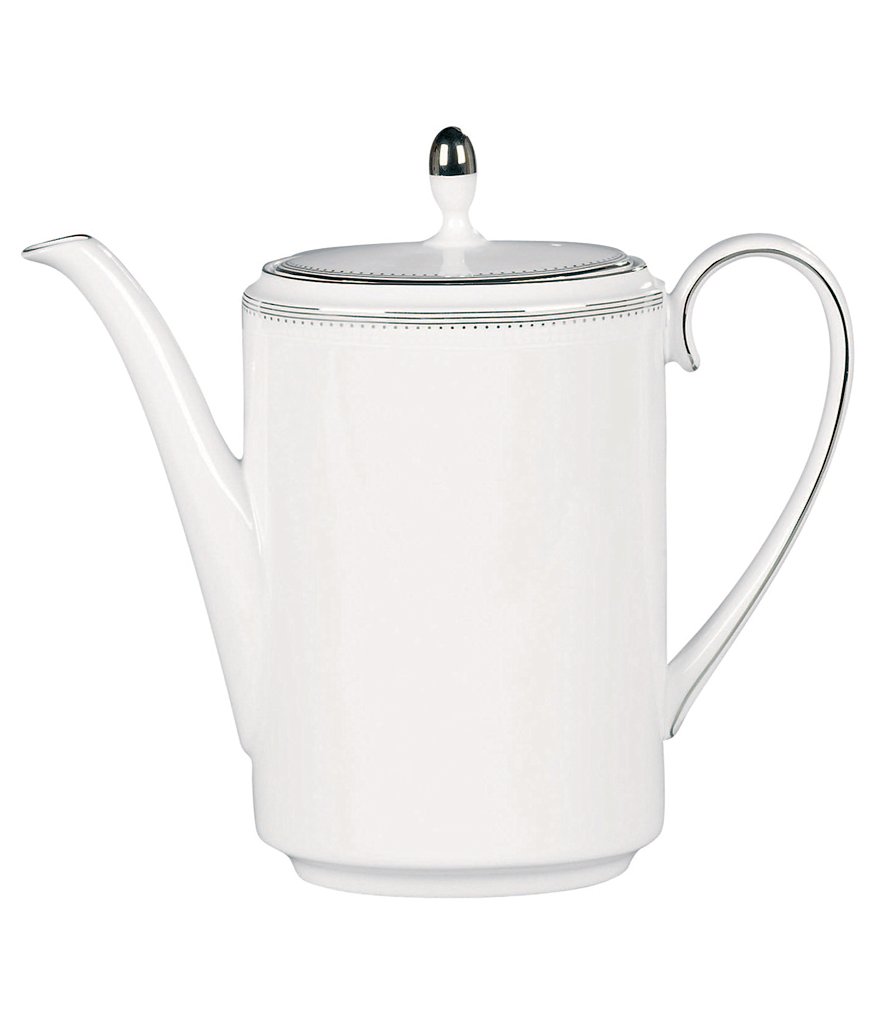 Vera Wang by Wedgwood Grosgrain Striped & Dotted Platinum Bone China Coffeepot