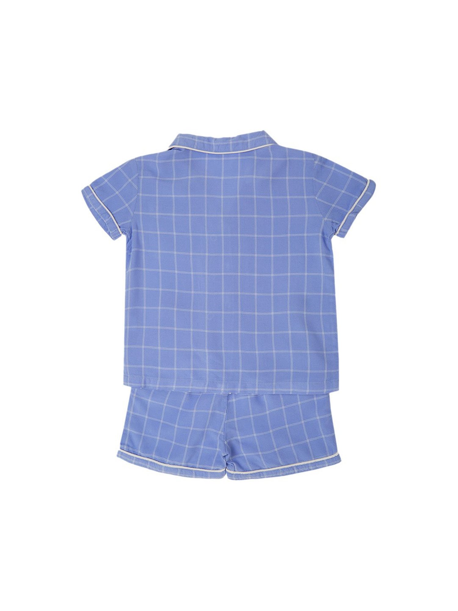 Mystere Paris Girls Blue Checks Shirt with Shorts