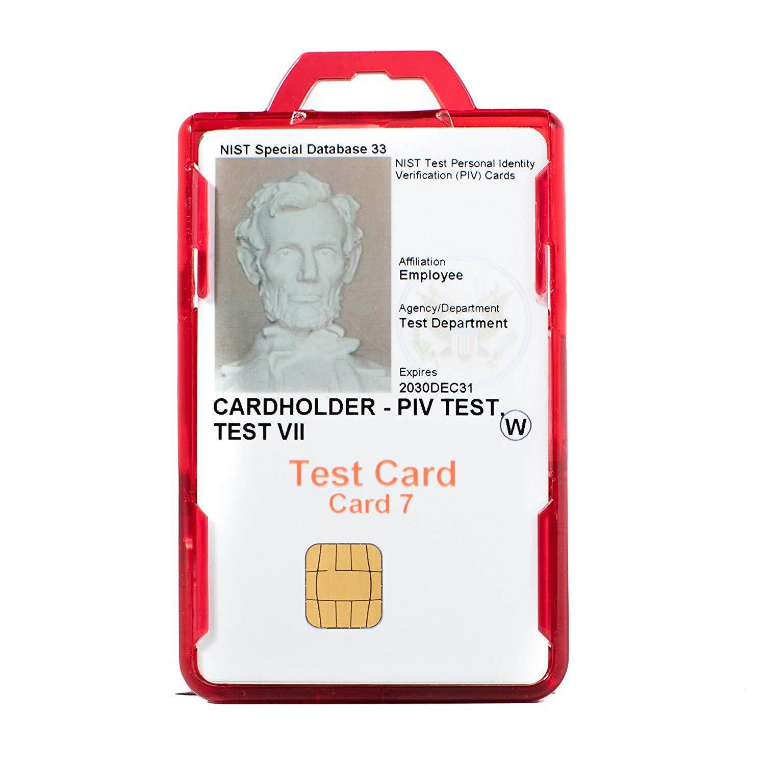 RFID Blocking Badge Holder DuoLite by ID Stronghold - FIPS Approved Badge Holder - 100% USA Made (Red)