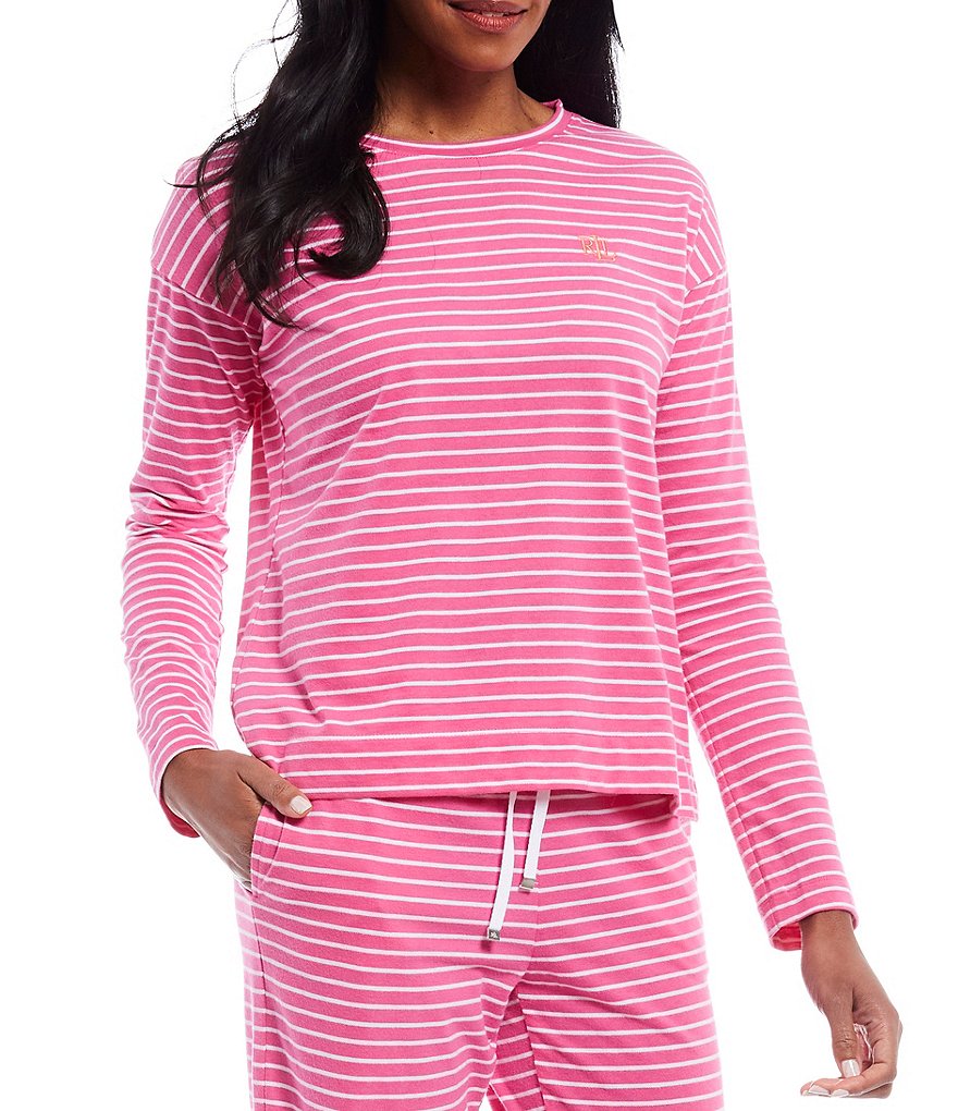 Lauren Ralph Lauren Pique Striped Coordinating Long Sleeve Top