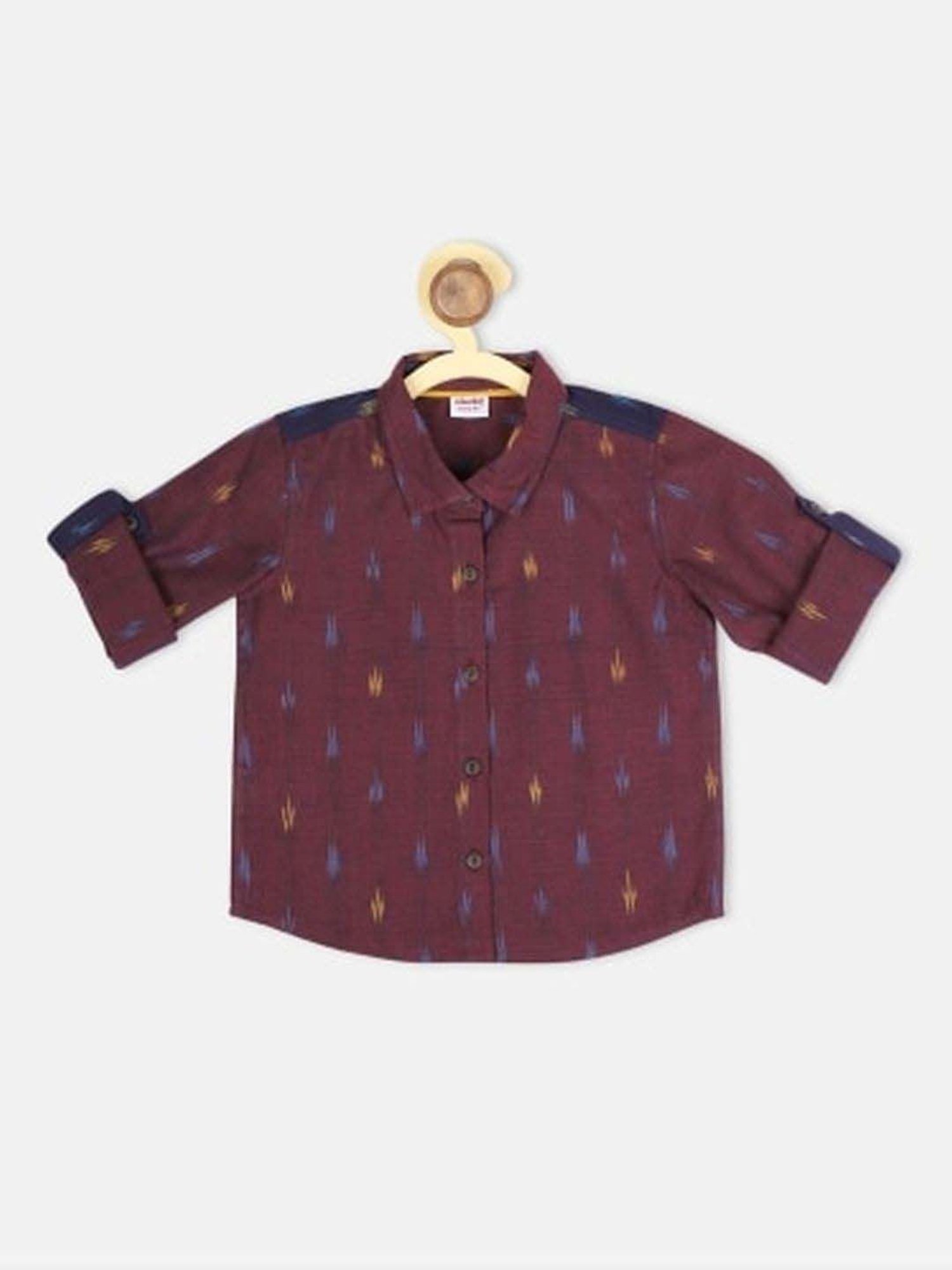 Fabindia Kids Purple Cotton Self Pattern Shirt