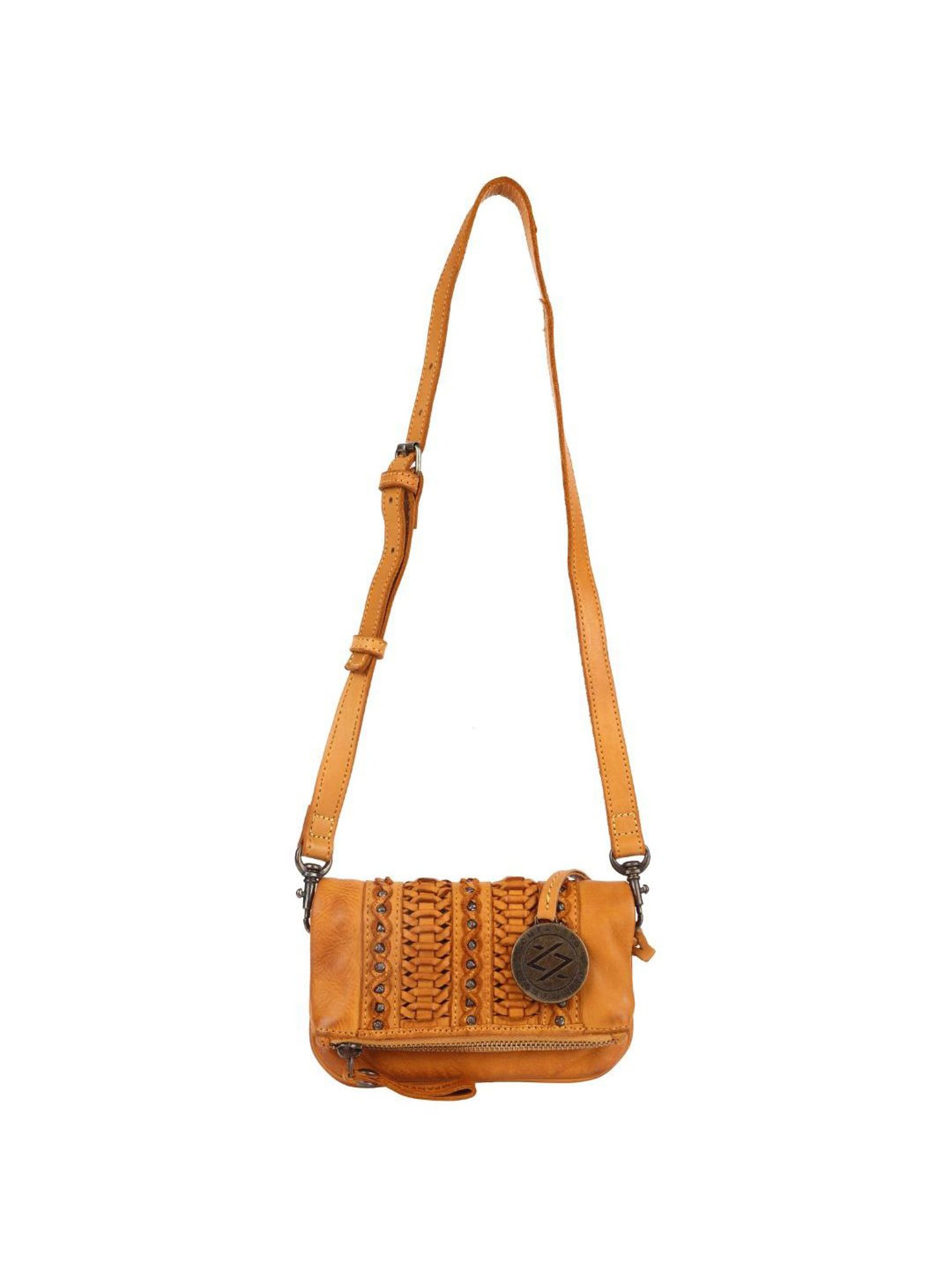 KOMPANERO Sorrento Mustard Leather Textured Sling Handbag