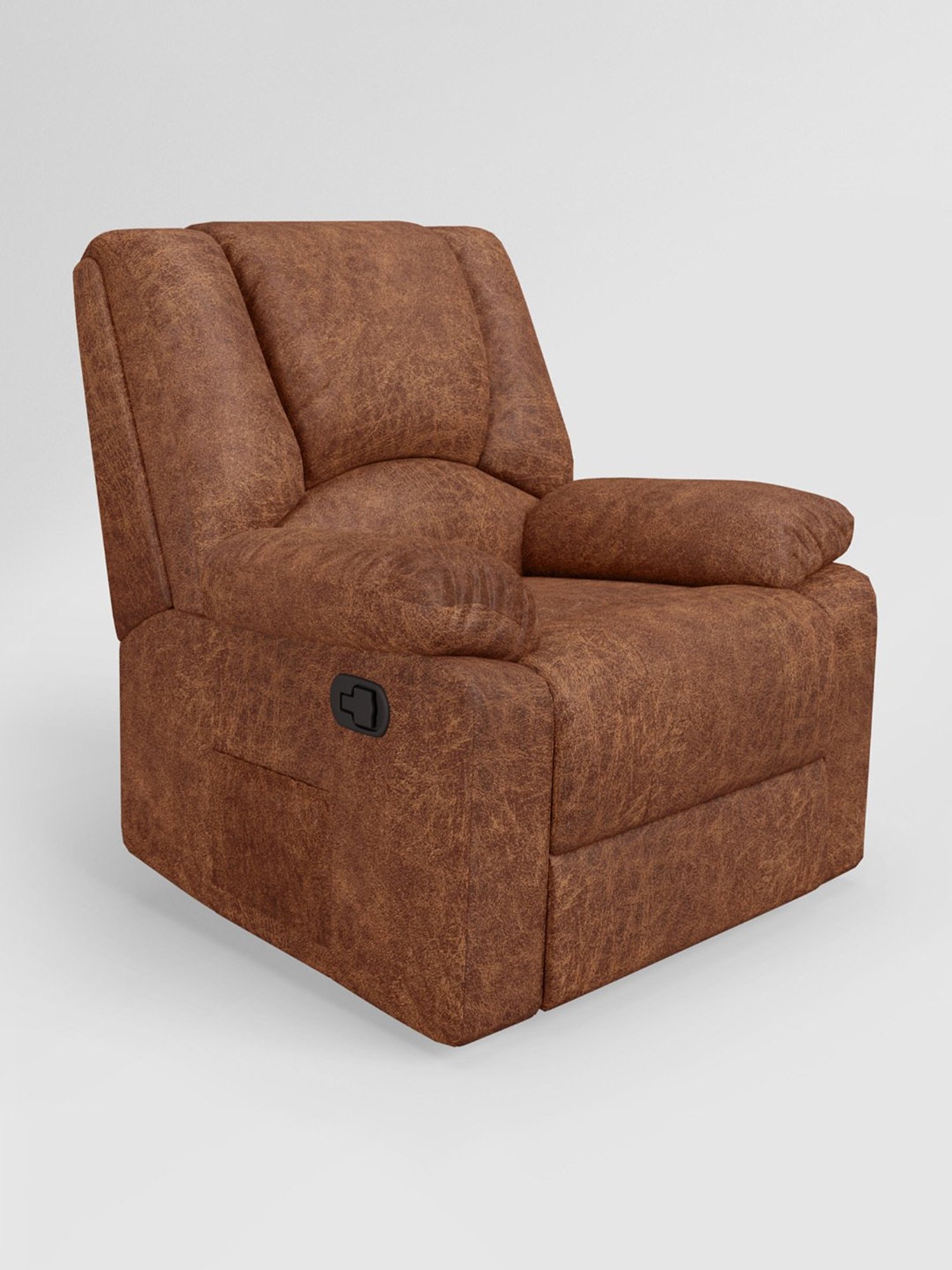 Godrej Interio Rhine V3 Caramel Brown Pinewood 1 Seater Recliner Sofa