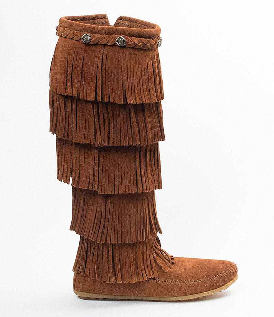 Minnetonka 5-Layer Fringe Suede Boots