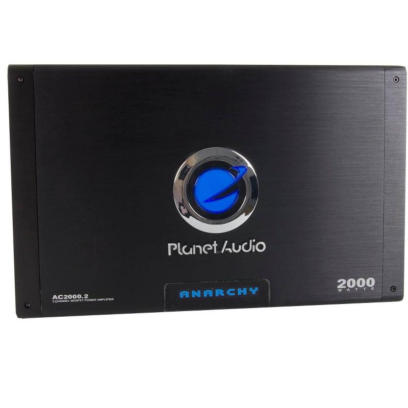 Planet Audio AC2000.2 Anarchy 2000 Watt 2 Channel Class A/B Full Range 2 Ohm Stable Car Audio Amplifier with MOSFET Power Supply and Remote Control