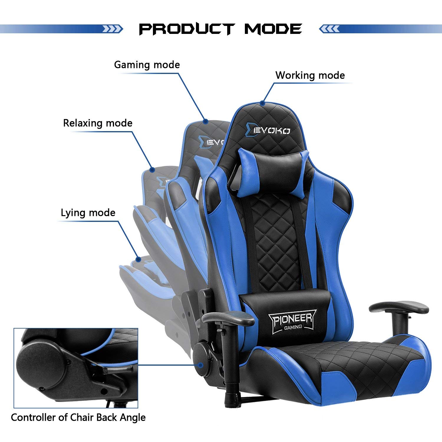 Gaming Chair, Racing Style Computer Desk Chair Padded Armrests Ergonomic Lumbar Support Adjustable Height