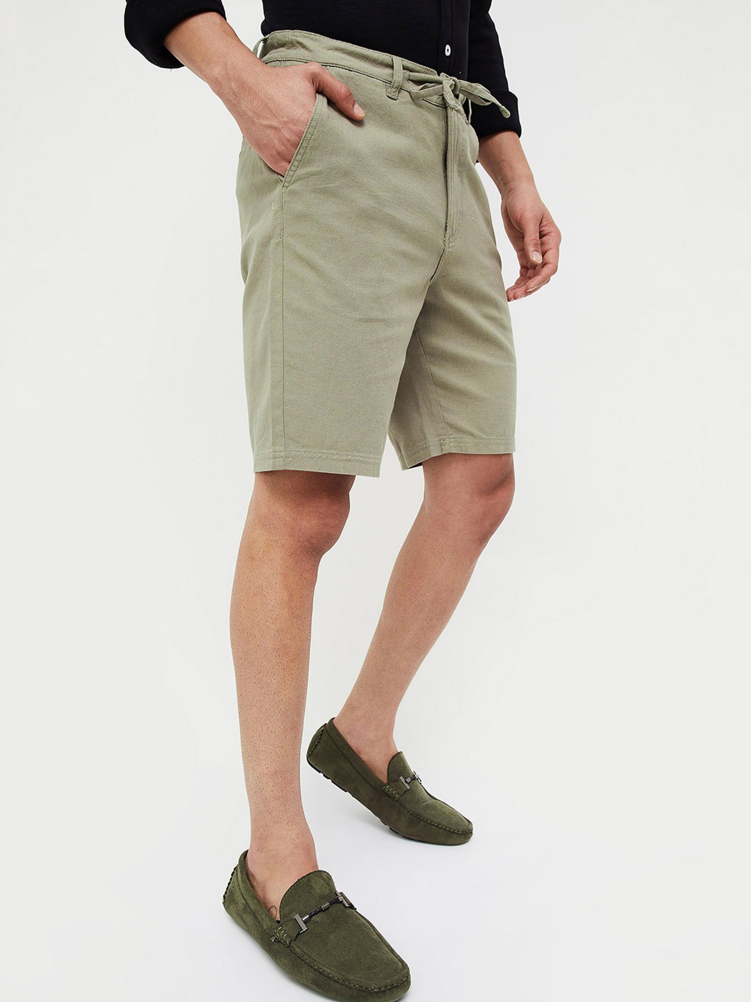 Code by Lifestyle Olive Regular Fit Shorts