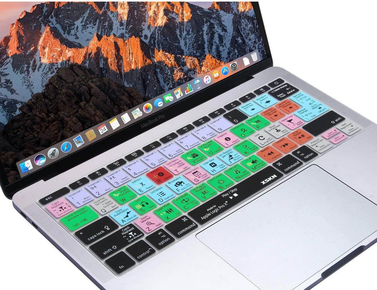 XSKN 2016 Shortcut Design Series Keyboard Skin Cover for New Macbook 12 (2015 Model A1534) and New MacBook Pro 13 (2016 Newest Version A1708, No Touch Bar), US&EU Version (Logic)