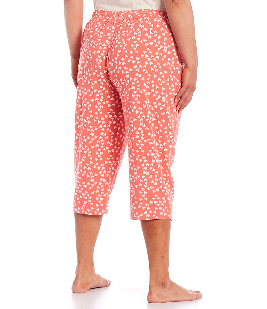 Sleep Sense Plus Size Heart Print Knit Coordinating Capri Sleep Pants