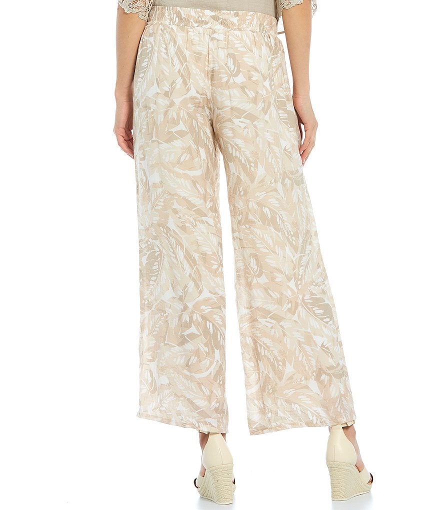 I.N. Studio Printed Gauzy Texture Pull-On Wide Leg Palazzo Pants