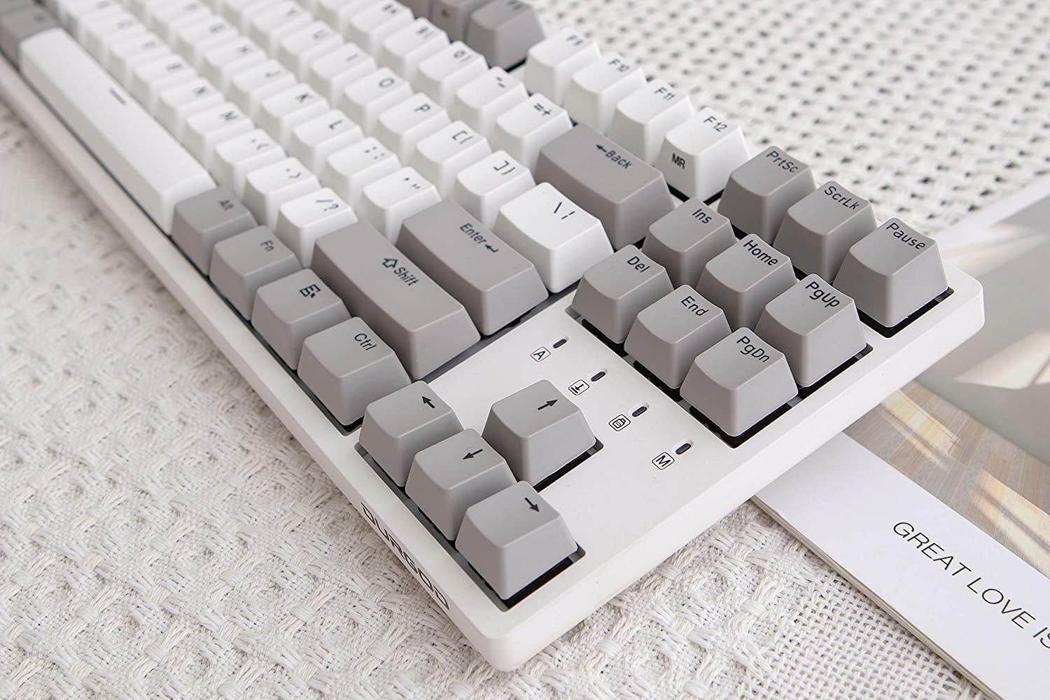 Durgod Taurus K320 TKL Mechanical Gaming Keyboard - 87 Keys - Double Shot PBT - NKRO - USB Type C (Cherry Clear, White)