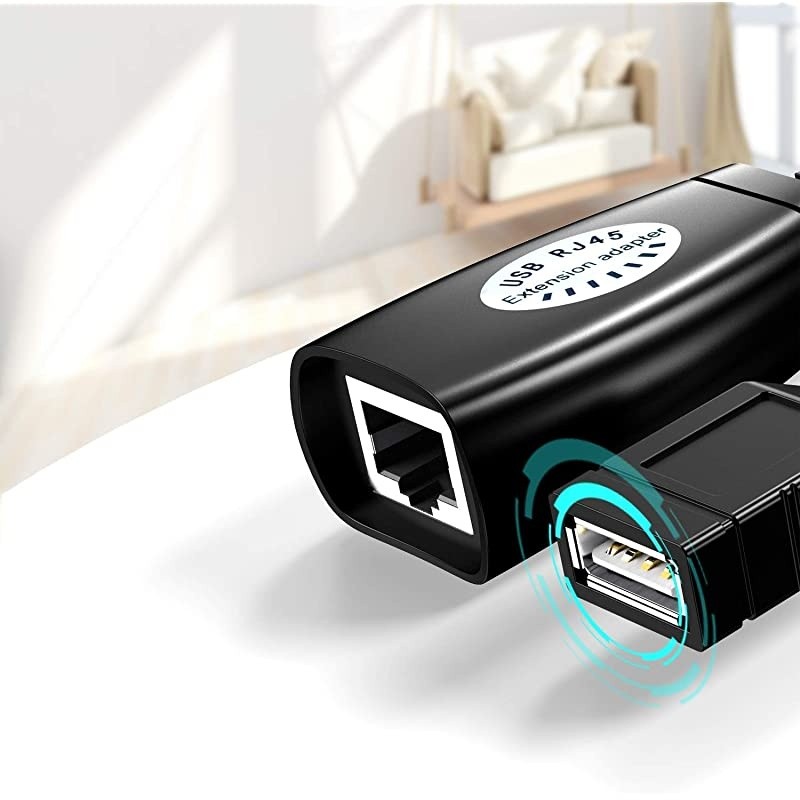 Male to RJ45 + Female Over Cat55e6 Extension Adapter RJ45 Up to 150ft Length