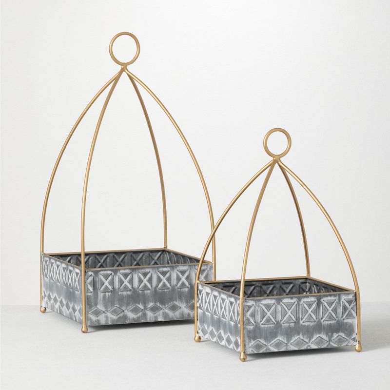 Set of 2 Metal Planters White - CosmoLiving by Cosmopolitan