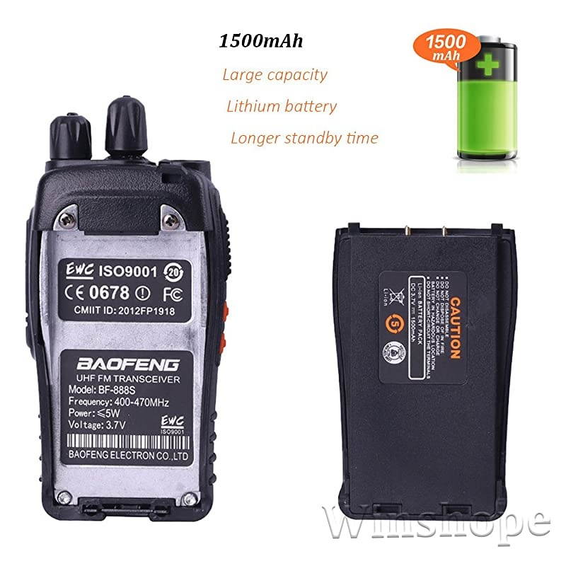 Long Range Two Way Radios 6 Pack FRSGMRS Walkie Talkies with Earpiece UHF Handheld Reachargeble BF888s Walkie Talkie for Adults or Kids Liion Battery and Charger Included