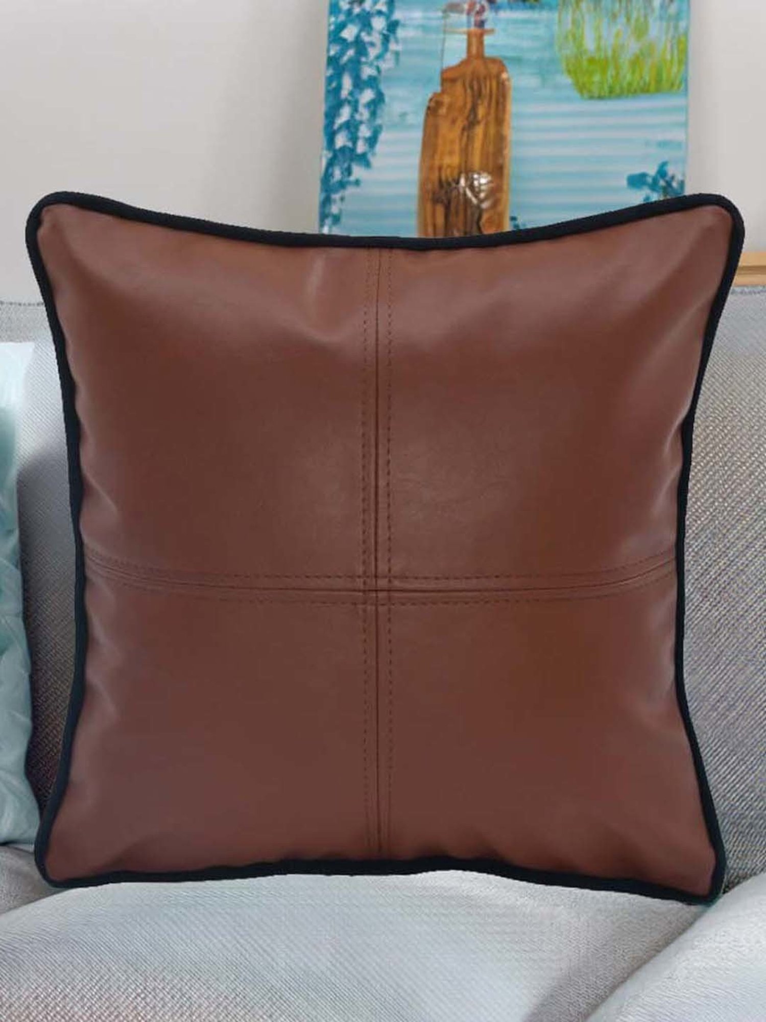 Swayam Red & White Cotton 60 cm x 60 cm Cushion Covers - Set of 5