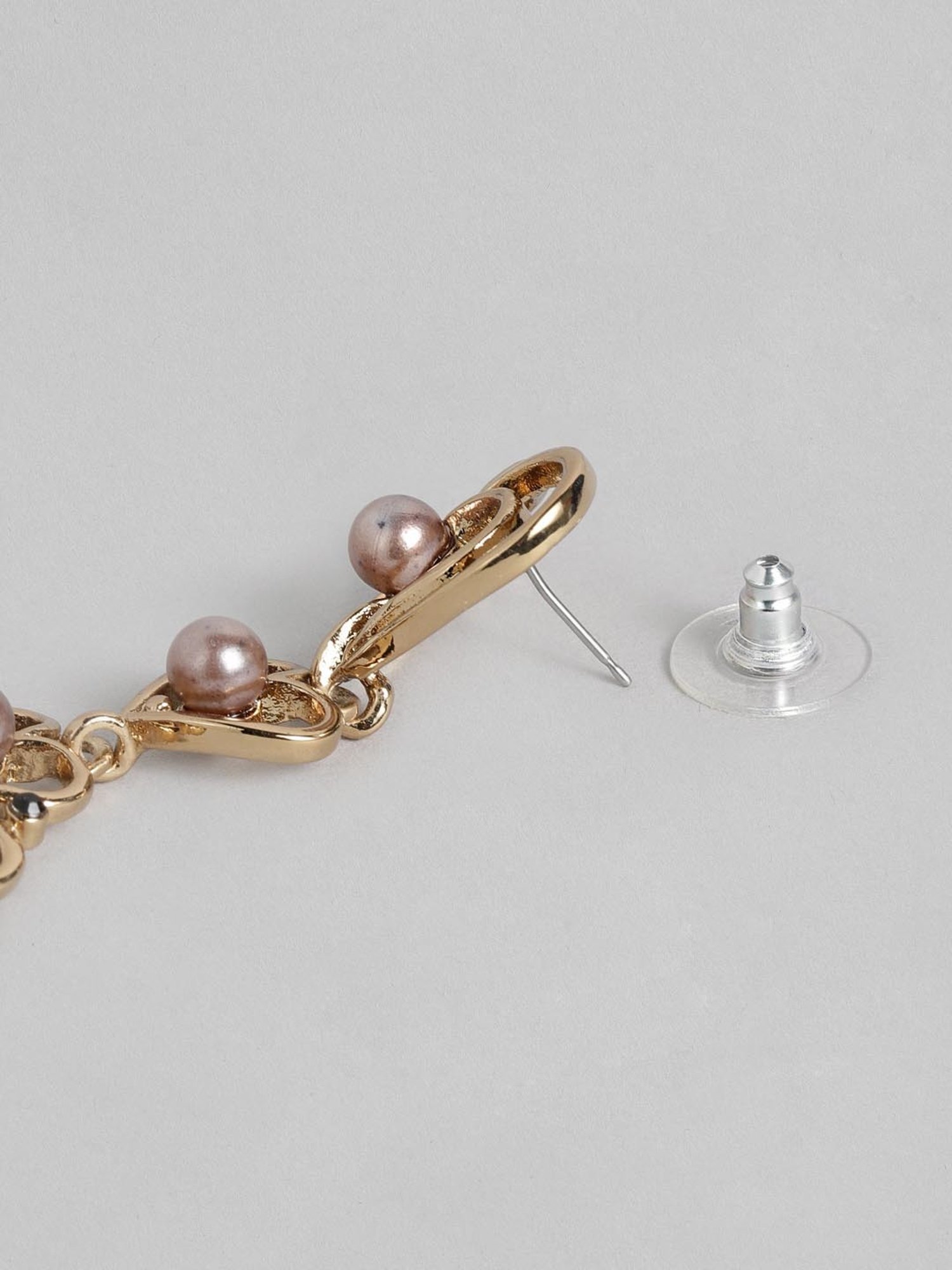 Estele Gold-Plated Flower Heart Earrings with Pearls for Girls/Women