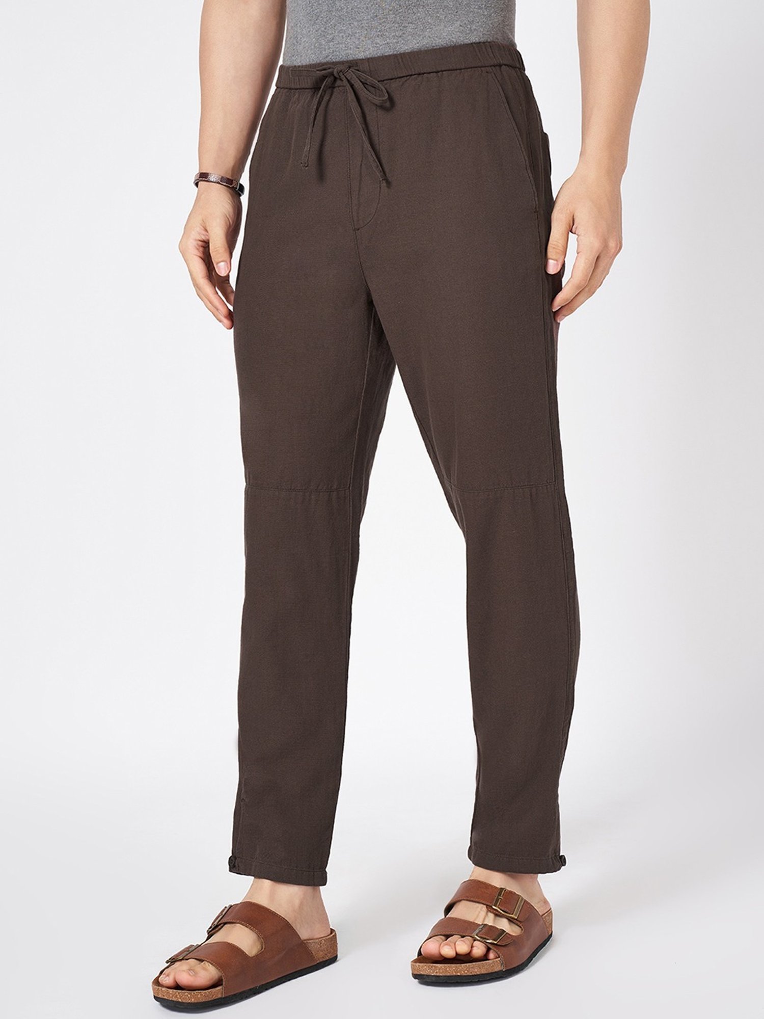 7 Alt By Pantaloons Brown Cotton Slim Fit Trousers