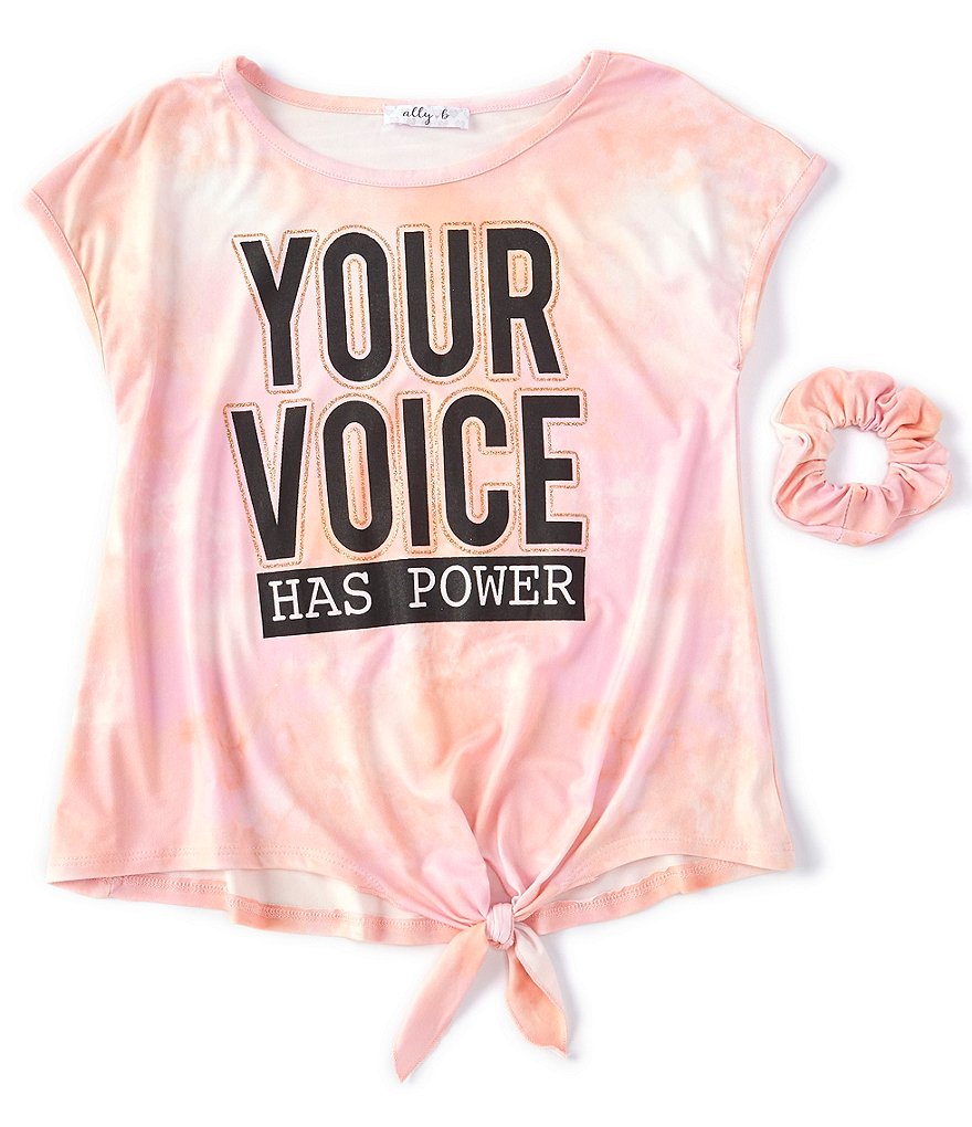 Ally B Big Girls 7-16 Short-Sleeve Your Voice Has Power Tie-Dye Tee