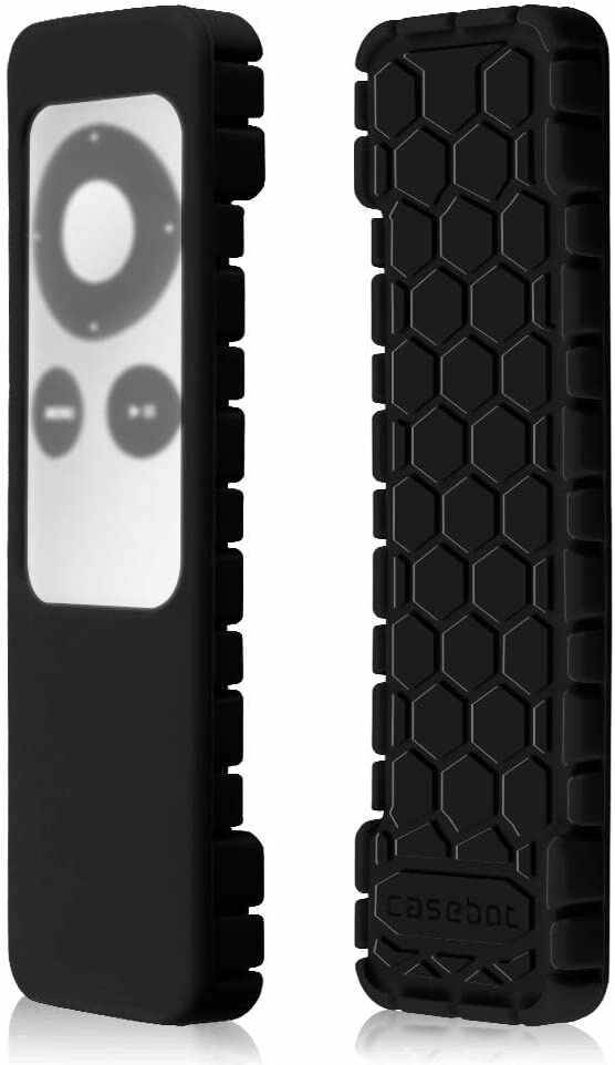 Fintie Protective Case for Apple TV 2 3 Remote Controller - CaseBot (Honey Comb Series) Light Weight (Anti Slip) Shock Proof Silicone Sleeve Cover, Black