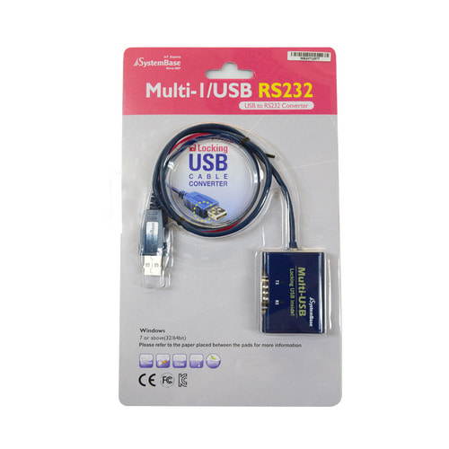 SystemBase - Made In Korea - 1Port USB 2.0 to RS232 Serial adapter Cable (USB to RS232 Converter), DB9 Male Connector, 1.96ft USB Cable lock (Multi-1/USB RS232)