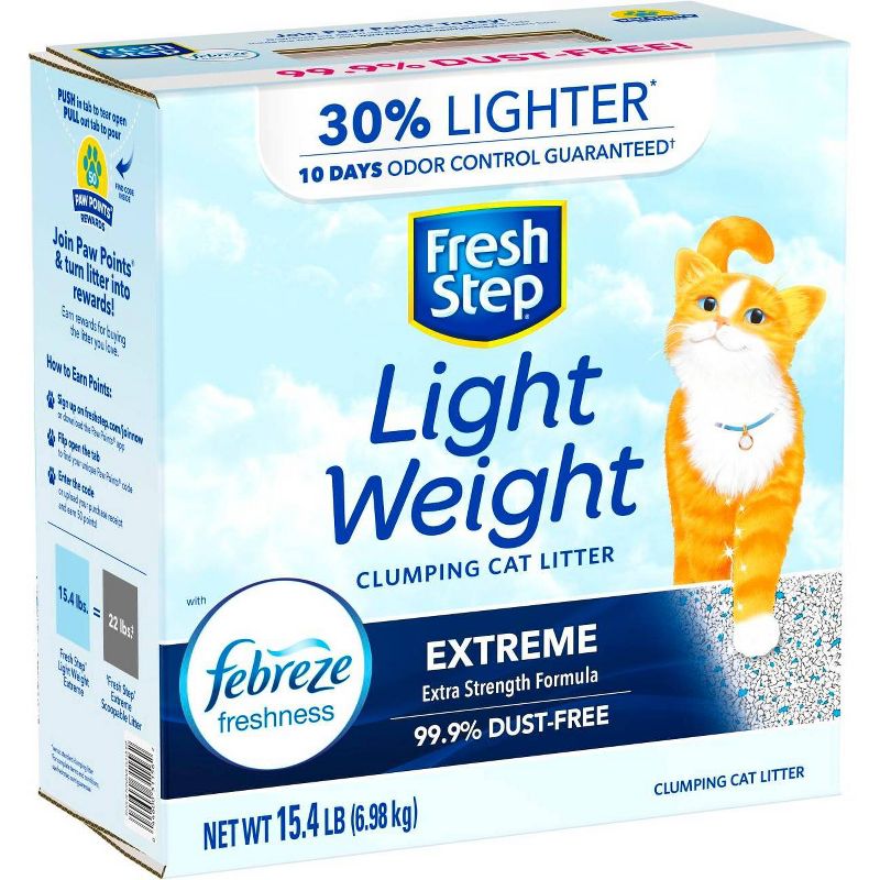 Fresh Step Lightweight Extreme Scented Litter with the Power of Febreze Clumping Cat Litter- 15.4lb