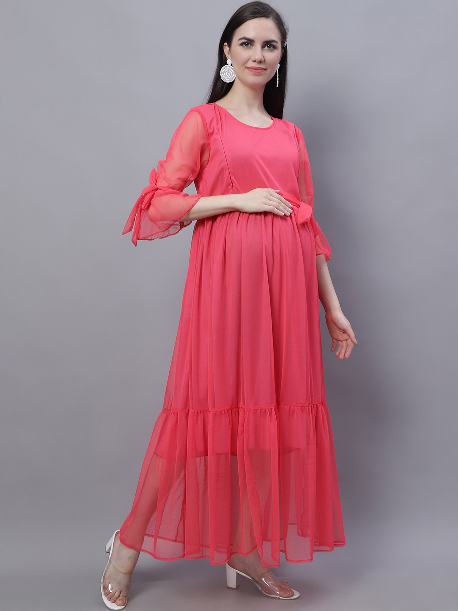 Moms Maternity Pink Plain Dress