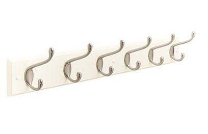 27 in. Wall-Mounted Hook Rack w 6 Hooks in Brushed Nickel Finish