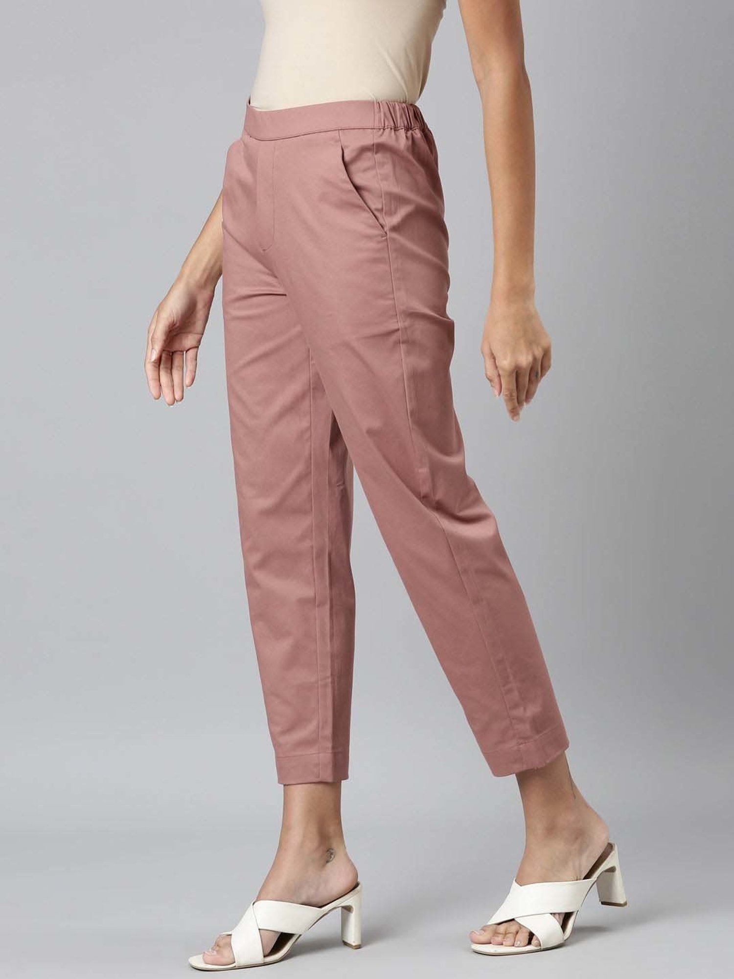 Go Colors! Pink Mid Rise Formal Trousers