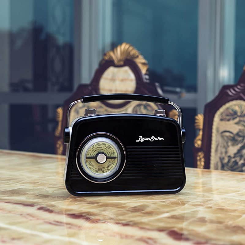 Portable Radio AM FM, Vintage Retro Radio with Built in Speakers, Best Reception and Longest Lasting, Power Plug or 1.5V AA Battery (Black)