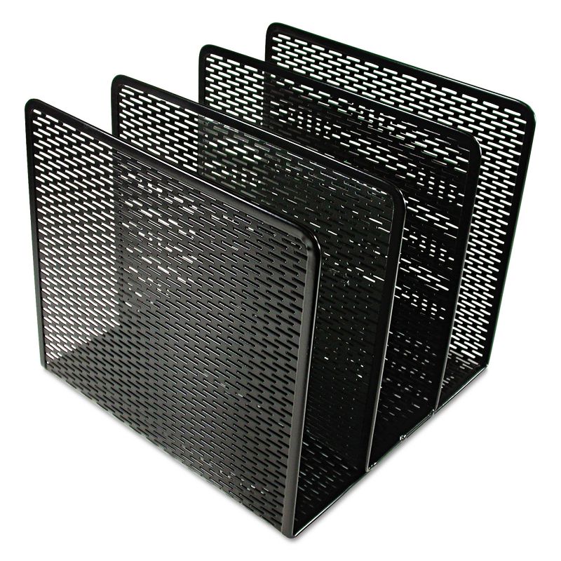 Artistic Urban Collection Punched Metal File Sorter Three Sections 8 x 8 x 7 1/4 Black ART20009