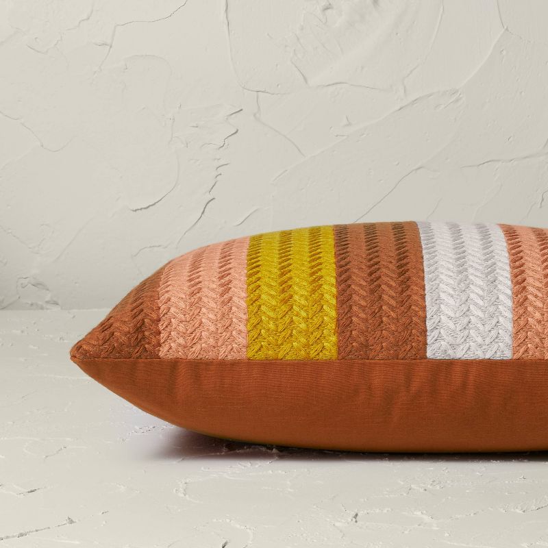 Striped Chevron Embroidered Lumbar Throw Pillow - Opalhouse™ designed with Jungalow™