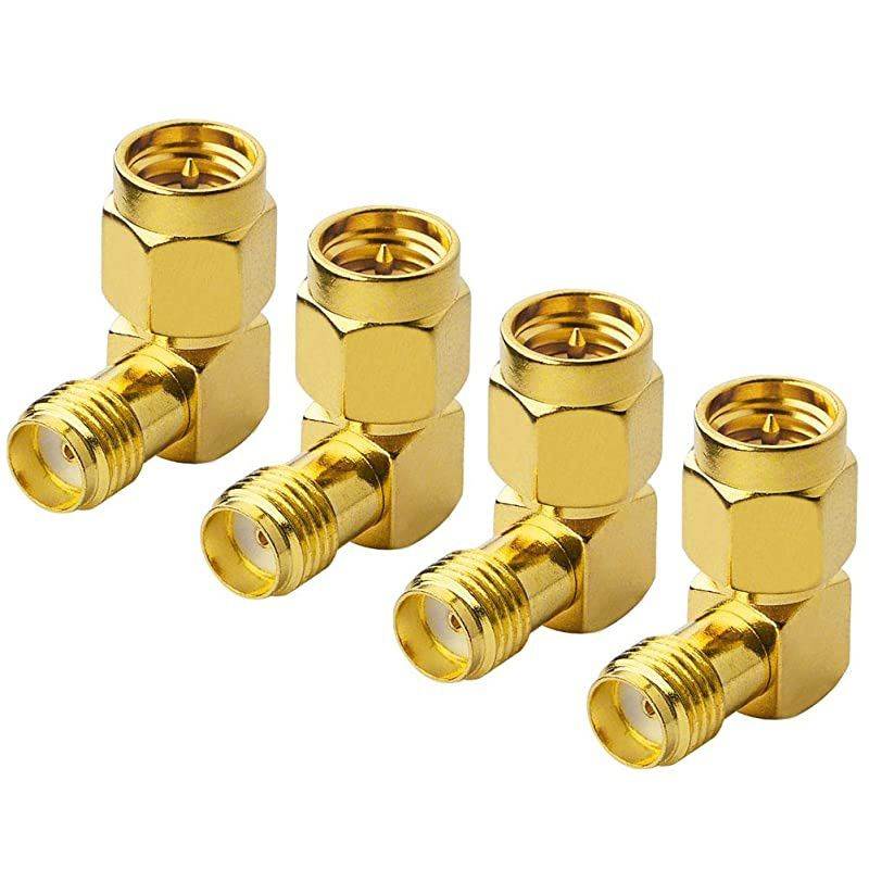 Male to Female Right Angle 90Degree Adapter Gold Plated Contacts Pack of 4