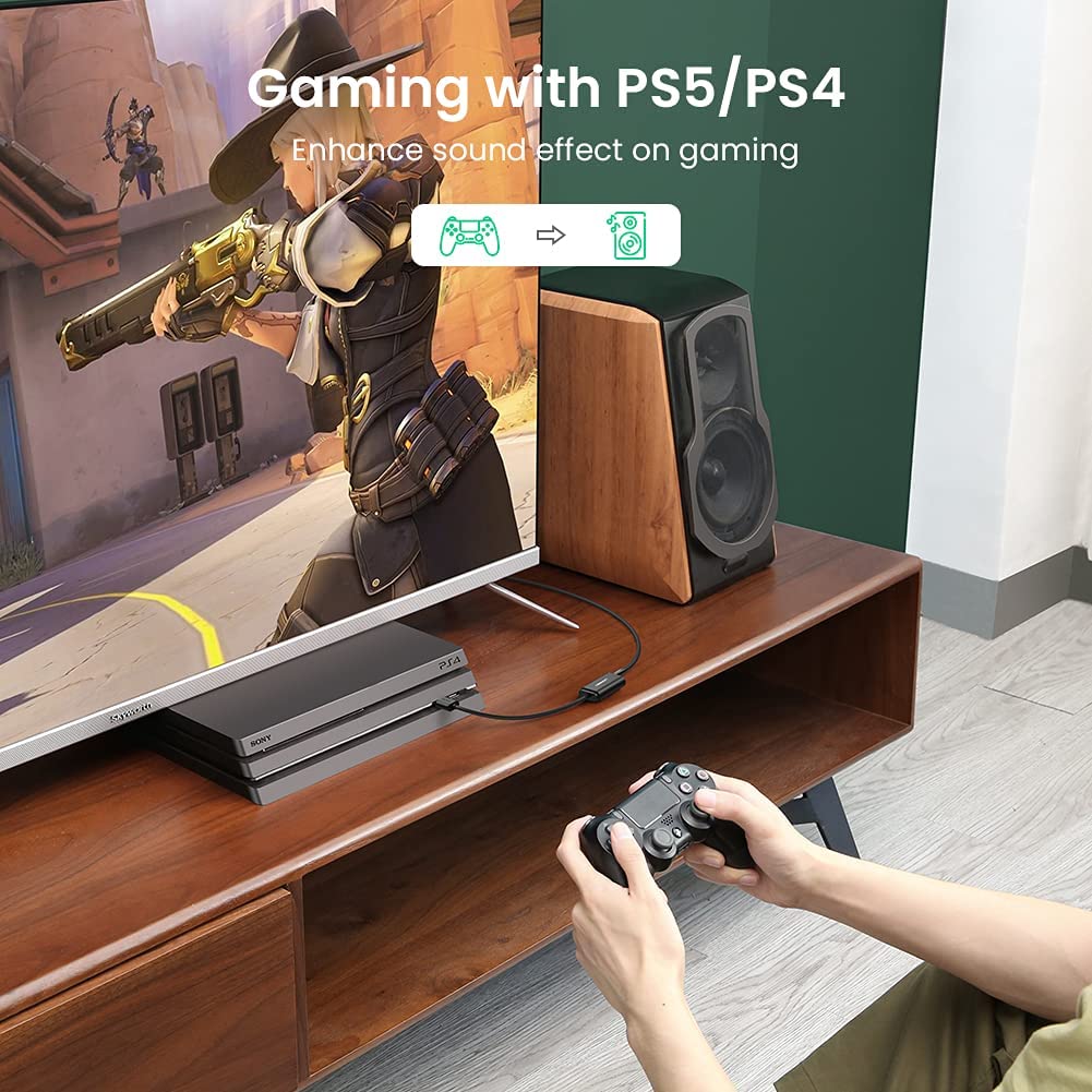 Wanmingtek USB to Dual 3.5mm Audio Jack Adapter, Sapphire Blue TRRS External Stereo Sound Card Headphone Stereo Jack Splitter for Two Headphones, Speakers to a PC, Laptop, Desktop, PS4, PS5 (White)