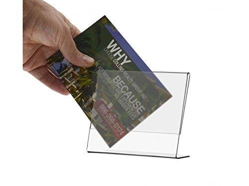 Slanted Desk Sign Holder Plastic Frame Side Load Premium Clear Acrylic Holds Notice, Info, Menu, Price Sheet, Photo, or any Literature that fitsin this small 5" x 3.5" Qty 6