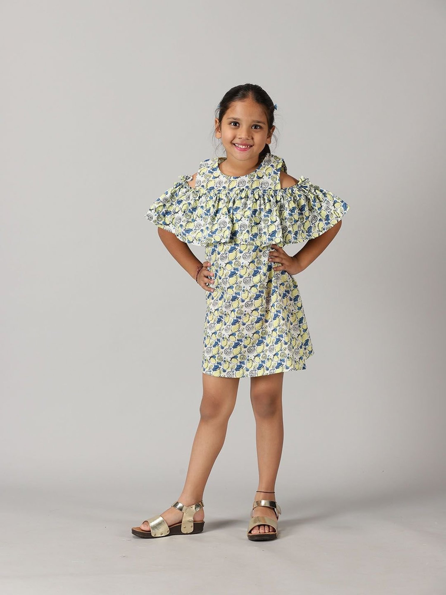 Kiddopanti Kids White Printed Dress