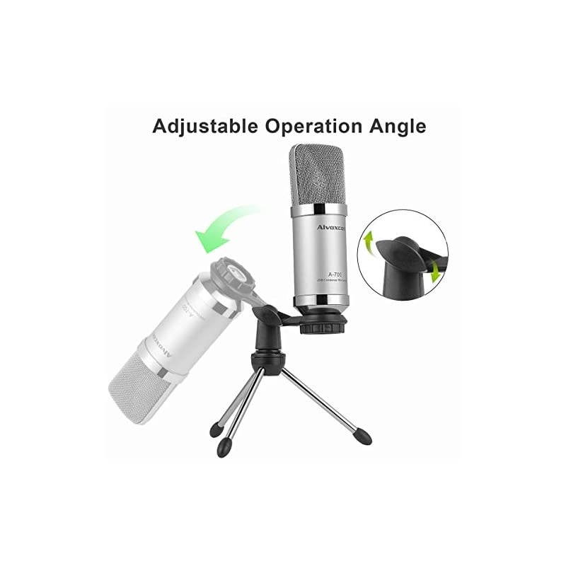 USB Microphone  Unidirectional Condenser Mic for Computer PC MacWindows Podcasting Vlog YouTube Studio Recording Skype Stream Voice Over Vocal Dictation with Desktop Tripod Stand