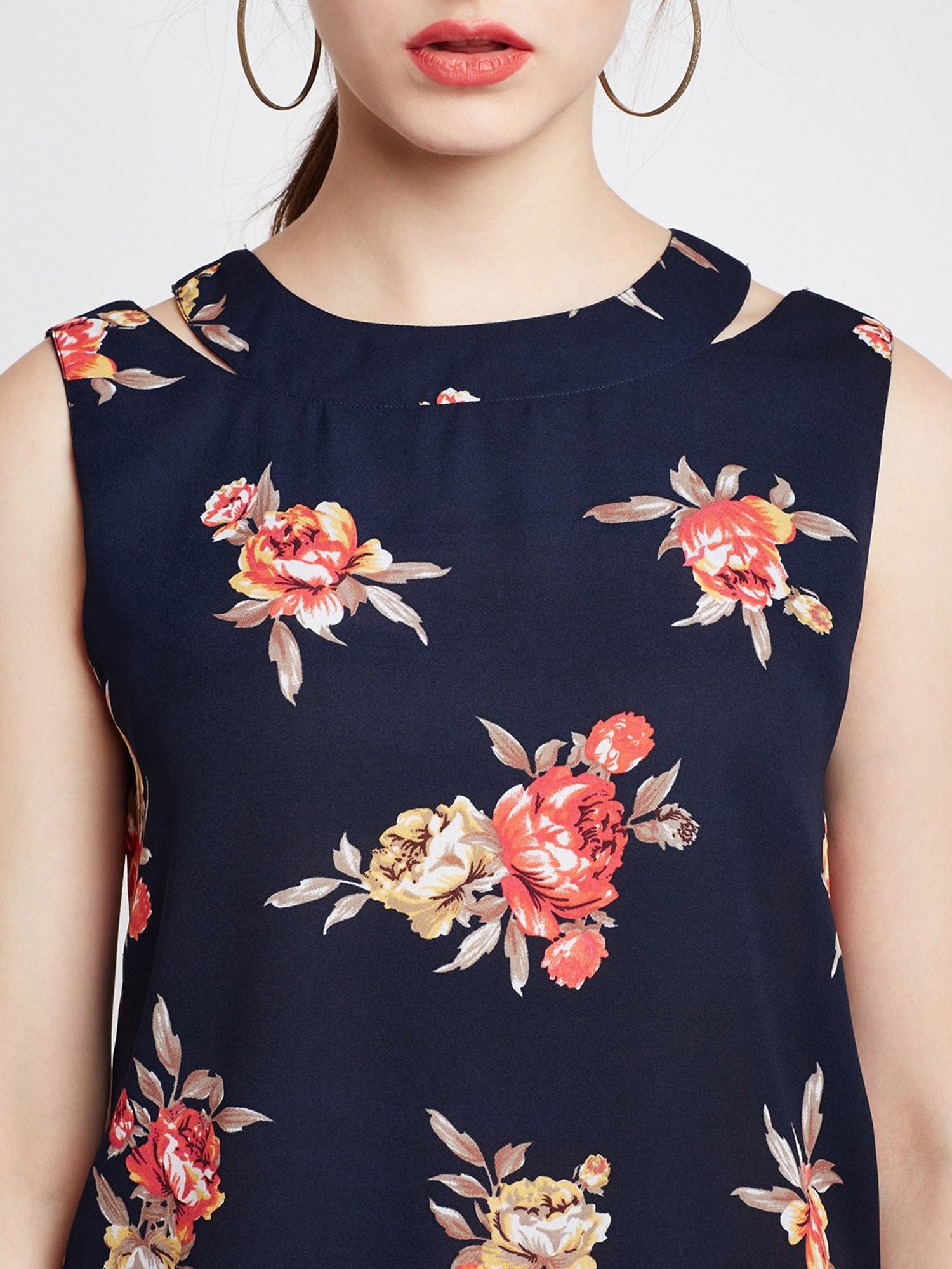 Rare Navy Floral Print Box Top