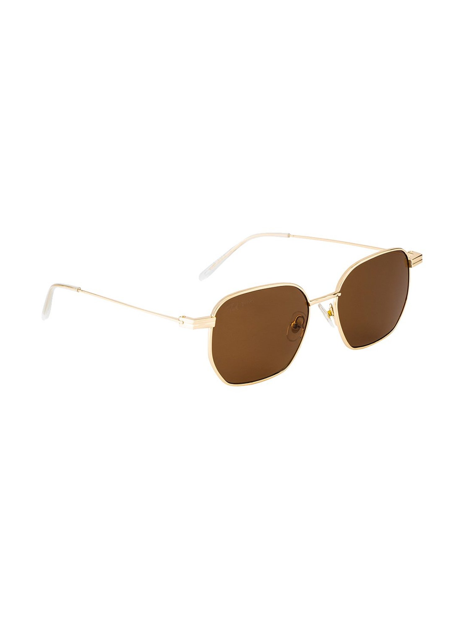 Ted Smith Brown Geometric Unisex Sunglasses