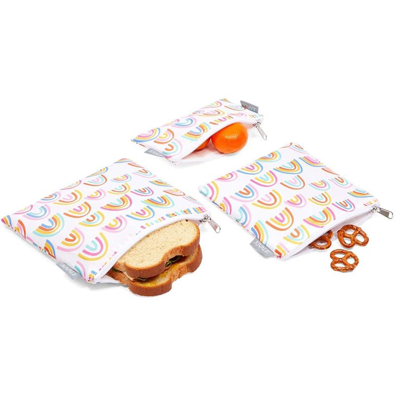 Juvale 5 Pack Resealable Plastic Bags, Colorful Rainbow Reusable Snack Bags with Zipper (3 Sizes)