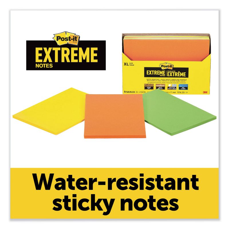Post-it Extreme Notes XL Notes w/Holder Green-Orange-Yellow 4.5 x 6.75 XT4569PHOLD