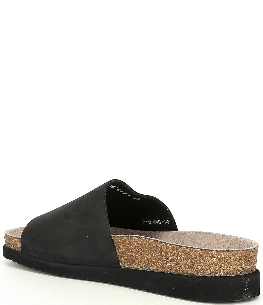 Mephisto Hanik Nubuck Leather Cork Wedge Slides