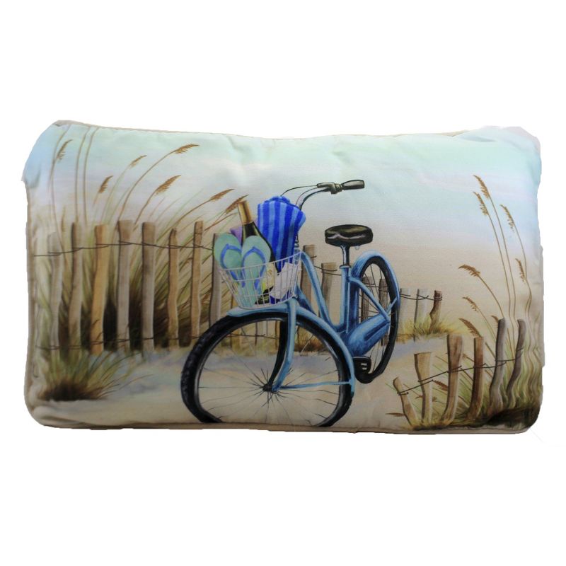 Home Decor 10.0" Beach Cruiser Pillow Bicycle Flip Flops Ocean  -  Decorative Pillow