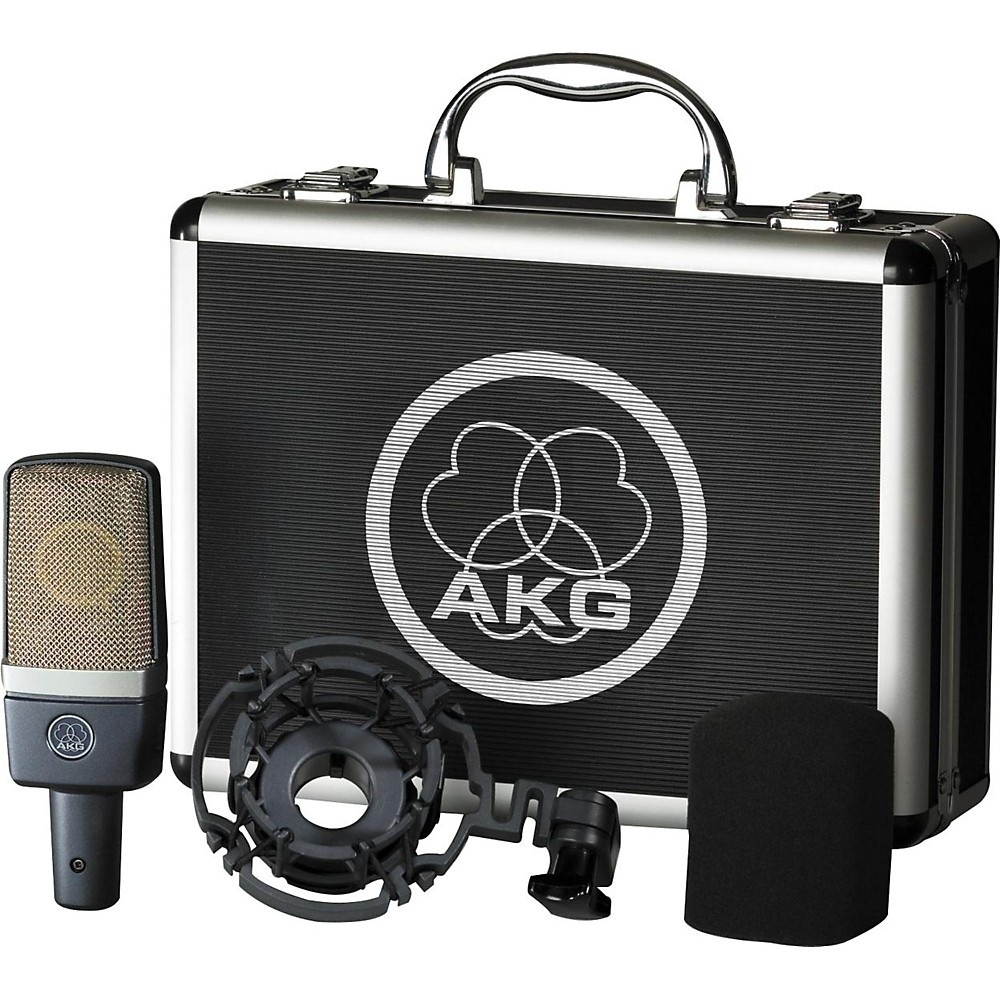 AKG C214 Large Diaphragm Condenser Mic Cable and Stand Drum Overhead Package