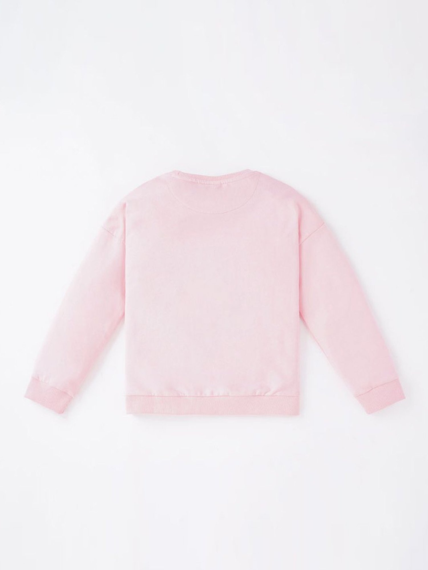 Ed-a-Mamma Kids Pink Cotton Applique Full Sleeves Sweatshirt