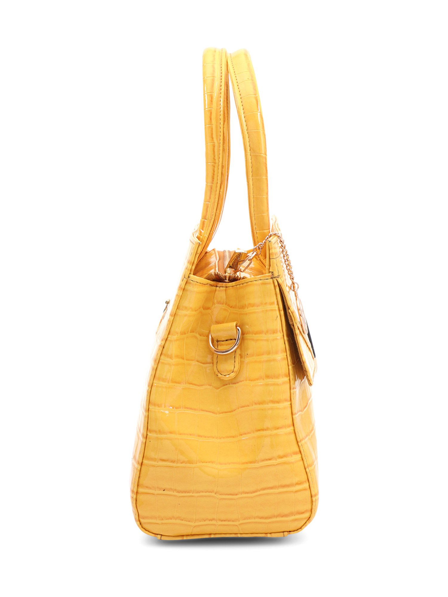 PELLE LUXUR Yellow Textured Medium Beatrice Satchel Handbag