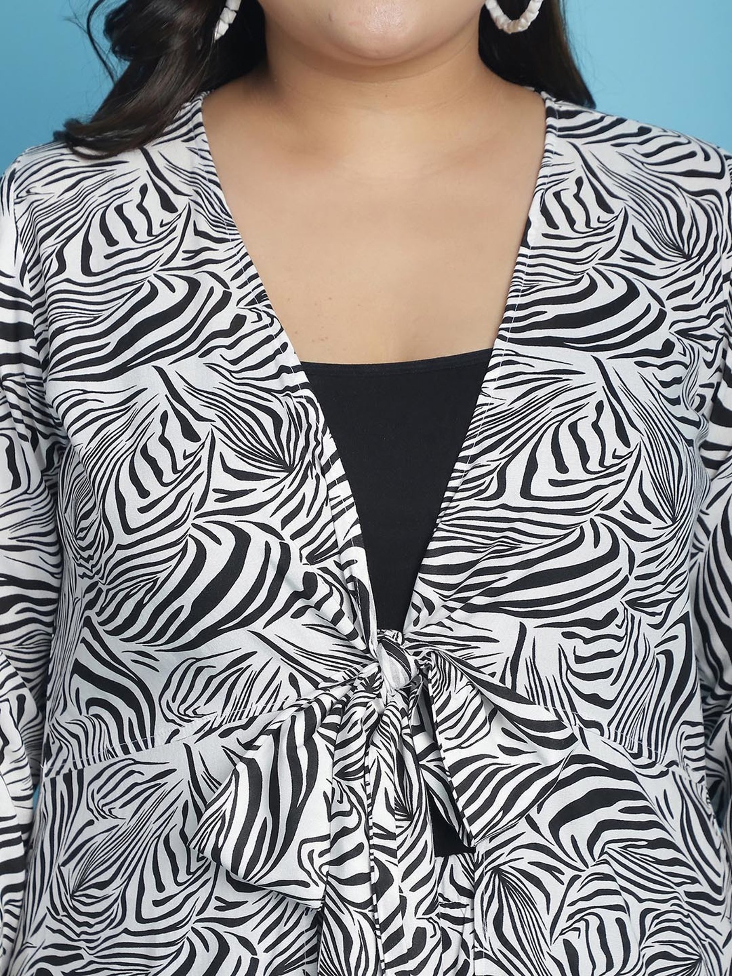 theRebelinme White & Black Animal Print Long Shrug