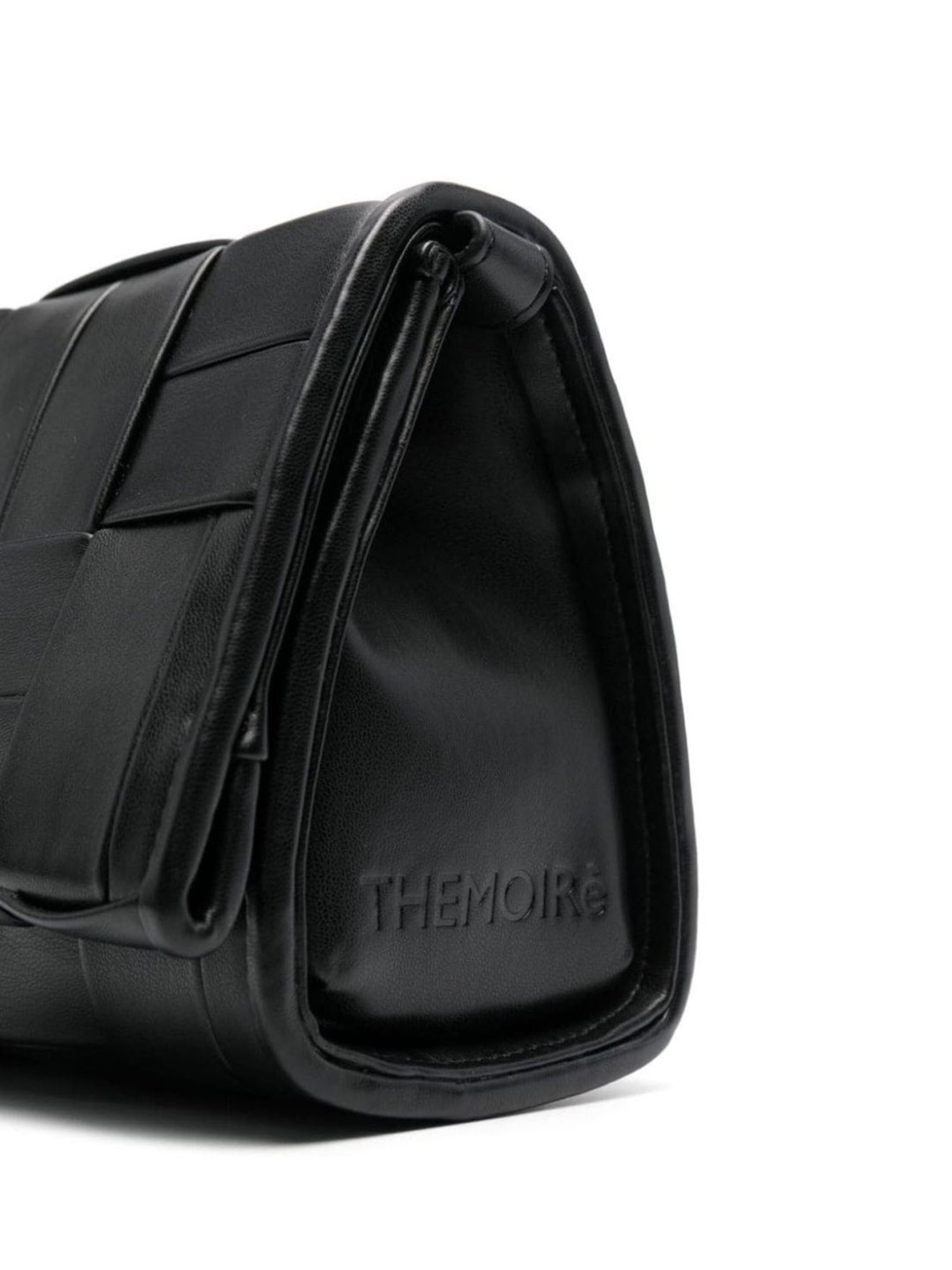 Themoire Black Feronia Flat Weaved Cross Body Bag