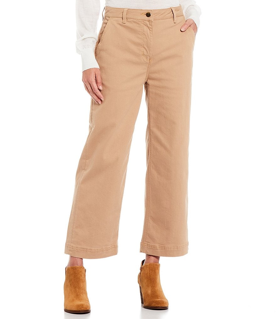 Alex Marie Leonna Lux Zip Front Wide Leg Ankle Length Chino Pants