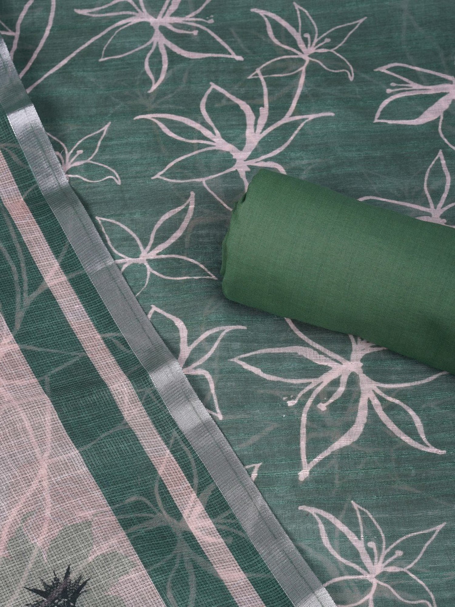 Kami Kubi Green Floral Dress Material